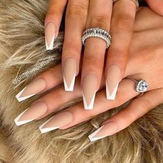 Long White Nails, French Manicure Designs, Acrylic Coffin, Ballerina Nails, Acrylic Nails Coffin Short, Winged Liner, Summer Acrylic Nails, Coffin Nails Designs