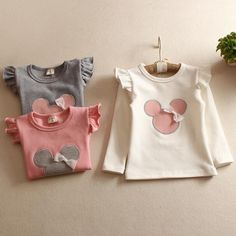 Camiseta de los niños del Otoño del resorte 100% puro Minnie mous Render Camisa Ropa de los Bebés del Cabrito del Algodón Suave de Manga Larga Tops Shirt Types, Handmade Baby Clothes, Clothing Cute, Baby Mickey, Spring Shirts, Girls Tees, Toddler Girl Outfits, Fashion Kids