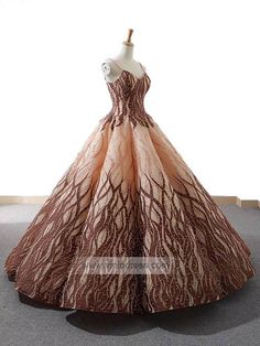 Brown Prom Dresses, Vintage Ball Gowns, Sweet 15 Dresses, Spaghetti Strap Wedding Dress, Pearl Wedding Dress, Blue Ball Gowns, Ball Gowns Princess, V Neck Prom Dresses, Lace Ball Gowns