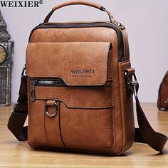 Category:Shoulder Bag; Embellishment:Zipper; Gender:Men's; Type:Messenger Bag; Occasion:Daily,Office; Material:PU Leather; Width:80; Height:26; Function:Waterproof,Large Capacity,Durable; Pattern:Solid Color; Listing Date:05/03/2023; Production mode:External procurement; Length:22 Fluffy Bag, Cross Body Sling Bag, Mens Crossbody Bag, Pu Leather Bag, Messenger Bag Men, Mens Leather Bag, Leather Messenger, Handbags For Men, Styl Vintage