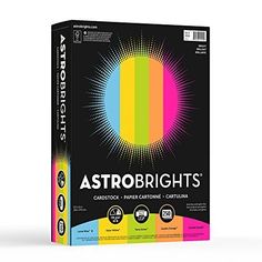 the astro brights paper pack is shown in front of a white background and contains three different colors