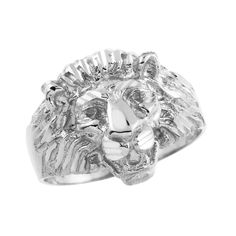 Sterling Silver Lion Head Men's Ring Lion Ring, Lover Jewelry, Gold Lion, Mens Gold Rings, Head Ring, Diamond Gift, Yellow Gold Setting, Mens Ring, Mens Gold