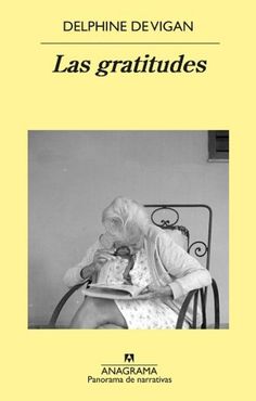 a woman sitting in a chair with a book on her lap and the words las gratitudes