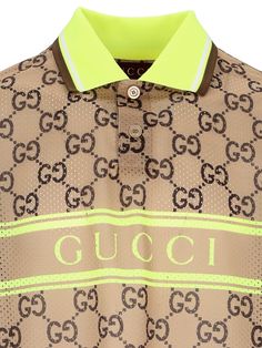 100% Polyester Gucci Spring Collared Shirt, Gucci Collared Shirt For Spring, Spring Gucci Collared Shirt, Gucci Cotton Shirt For Spring, Gucci Designer Shirt For Spring, Spring Gucci Cotton Shirt, Spring Designer Gucci Shirt, Gucci Cotton Long Sleeve Shirt, Designer Brown Collared Top