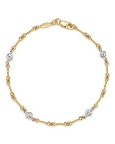 Roberto Coin 18K Yellow Gold and Diamond Station Bracelet Roberto Coin Jewelry, Bracelet With Diamonds, Station Bracelet, Diamond Bangles Bracelet, Roberto Coin, White Gold Chains, Bracelet Online, Diamond Bangle, Fine Jewelry Bracelets