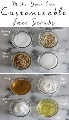 Face scrubs aren't "one-size-fits-all." Learn how to make your own face scrub that is customized for your skin type! Make Your Own Face Scrub, Face Scrubs, Baking Soda Shampoo, Homemade Face, Facial Scrubs, Diy Skin Care, Diy Skin