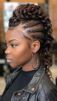 Fashion Mohawk Braids Hairstyle Cornrows Mohawk Hairstyles, Mohawk Braids For Women, Twist Braids Mohawk Hairstyles, Braided Sides Mohawk, Rubber Band Mohawk Hairstyles, Updo Mohawk Hairstyles, Crochet Braid Mohawk Styles, Connects Hairstyle For Black Women, Box Braid Mohawk