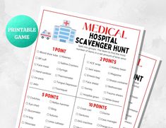 printable medical clinic scavenger game