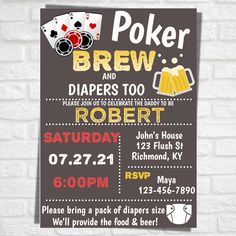 this is an image of a birthday party for a poker player and diapers too