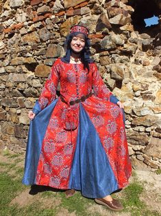 Medieval woman dress medieval dress historical costume | Etsy Historical Medieval Dress For Fancy Dress, Medieval Style Victorian Long Sleeve Dress, Bohemian Style Medieval Dress For Costume Party, Regency Dresses For Medieval Festivals, Red Medieval Dress For Fancy Dress, Medieval Long Sleeve Dress For Fancy Dress, Traditional Medieval Festival Costume Dresses, Traditional Dresses For Medieval Festivals Weddings, Traditional Wedding Dresses For Medieval Festivals