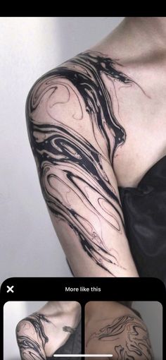 a woman's arm with black ink on it and an arrow pointing to the left