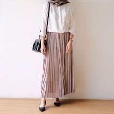 Muslimah Fashion Casual, Pleats Skirt, Stile Hijab, Hijab Fashionista