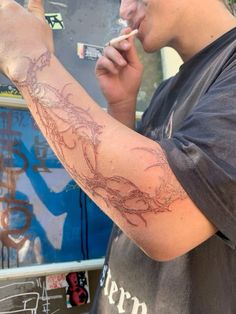 Arm Cybersigilism Tattoo, Cybersigilism Tattoo Shoulder, Ulna Tattoo, Cybersigilism Tattoo Arm, Aggrogoth Tattoo, Tattoo Arm Sleeve, Small Dragon Tattoos, Upper Back Tattoos, Grunge Tattoo