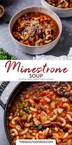 two bowls of minestone soup with the title above it