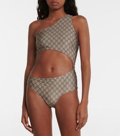 Gucci GG Cutout One-Shoulder Swimsuit Gucci Fitted Summer Swimwear, Gucci Swimwear For Summer, Gucci Beachwear Swimwear For Summer, Gucci Beachwear For Summer, Gucci Swimsuit, Elegant Bodysuit, Swimsuit Bikinis, Swimsuit Brands, Swimsuit Trends