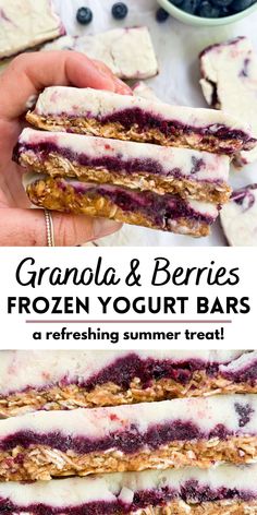 granola and berries frozen yogurt bars no - bake healthy i easy