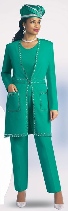 Lily and Taylor 783 3 piece Knit Pant Suit Colors: Black, Emerald, Kiwi, Purple Sizes: S (4/6), M (8/10), L (12/14), XL (16/18), XXL (20/22), 3XL (24/26), 4XL (28/30) Matching Hat Available H683 Purple H203 Emerald H939 Kiwi H130 Black Winter Workwear Stretch Sets, Stretch Winter Workwear Sets, Stretch Sets For Winter Workwear, Fitted Green Sets For Fall, Chic Stretch Winter Set, Chic Stretch Sets For Winter, Fitted Winter Sets With Pockets, Chic Fall Sets With Pockets, Green Sets For Workwear In Fall