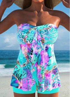 Color:Multi Color;Size:S;Size:M;Size:L;Size:XL;Size:XXL;Bra Style:Padded;Support:Wire Free;Pad Style:Removable;Strap Style:Adjustable;Package Contents:1 X Top , 1 X Shorts;Occasion:Sport; Cheap Padded Bandeau Bra, Cheap Beach Sets With Ruffles, Cheap Stretch Dress With Adjustable Straps, Cheap Stretch Functional Shorts, Elegant Dresses Plus Size, Blouson Tankini, Swimwear Suits, Plus Size Swim, Printed Tankini