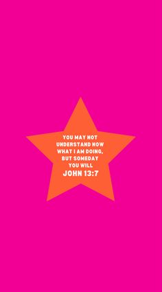 an orange star with the words john 1 17 on it, against a pink background