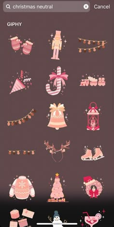 an image of christmas icons on a cell phone with the text merry christmas neutral gify