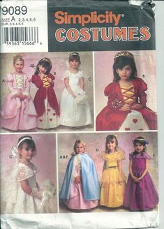 children's and girls'costumes sewing pattern from the simplicity costume company, 989