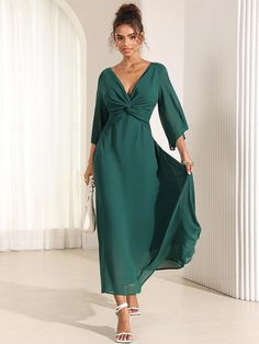 Mujer Gasa Plano Volante Trenzado Escote en Pico manga acampanada Vestido maxi Elegante Invitado a la boda Fiesta de Cóctel Manga 3/4 Verano 2024 - $39.99 Spring Wedding Maxi Dress With 3/4 Sleeves, Elegant Flowy Maxi Dress With 3/4 Sleeves, Elegant Flowy Dress With 3/4 Sleeves, Chiffon 3/4 Sleeve Dress For Party, Chiffon Dress With 3/4 Sleeve For Party, Chiffon Dress With 3/4 Sleeves For Formal Events, Chiffon Party Dress With 3/4 Sleeve, Formal Chiffon Dress With 3/4 Sleeves, Chiffon Dress With 3/4 Sleeves For Formal Occasions