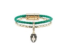 Serpenti Forever Metal, Calf leather Bracelet 290633 | Bvlgari Serpenti Forever Bracelet, Bvlgari Fragrance, Bulgari Serpenti, Forever Bracelet, Green Metal, White Agate, Cross Bracelet, Trends 2022