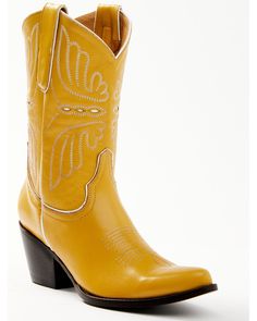 Yellow Cowboy Boots, Womens Cowgirl Boots, Boot Barn, Corral Boots, Western Booties, Western Design, Cowboy Boots Women, Western Cowboy Boots, Denim Outfit