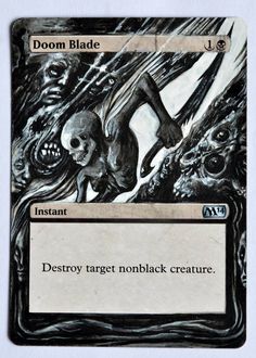 a card with an image of a skeleton on it's back and the words destroy target noblack creature