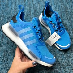 Brand: Adidas Style: Nmd V3 Gs Sneakers Color: Pulse Blue/White/Black Size: Us Boy's/Men's 5 = Us Women's 6.5 (These Are A Boys/Mens Size Listed As The Women's Equivalent Size) Condition: New With Tags, No Box. Inventory: 786862321 Sporty Light Blue Lace-up Running Shoes, Light Blue Breathable Functional Sneakers, Functional Light Blue Breathable Sneakers, Adidas Blue Mid-top Basketball Shoes, Adidas Blue Mid-top Sneakers, Adidas Low-top Sneakers For Jogging, Custom Blue Mid-top Sneakers For Light Sports, Adidas Logo Low-top Custom Sneakers For Sports, Blue Dynamic Running Shoes With Air Max Cushioning