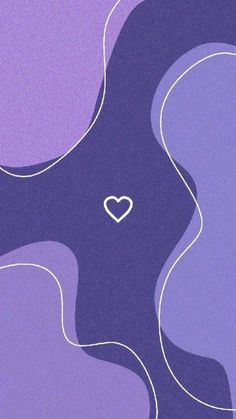 an abstract painting with a heart in the center on purple and lavender tones, as well as white lines