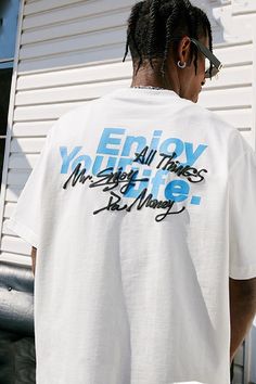 Mr Enjoy Da Money presents these black / white / gray /yellow / blue and brown T-shirts as part of their Spring/Summer '23 collectionMaterial: 100% cottonoversized fitunisexthe model is wearing a size S / 175cm (5'7'ft) and 53kg (117lbs)Hand wash with water under 40°CNo bleachFlat to dry Size Chest Shoulder Length Sleeve S 114 50 72 22 M 118 52 74 22.5 L 122 54 76 23 XL 126 56 78 23.5 XXL 130 58 80 24 Tees Design, Cami Shirt, Mens Cardigan Sweater, Brown Tshirt, Blue And Brown, Gray Yellow, Denim Trousers, Romper Pants, Sweater And Shorts