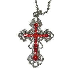 Goth Costume, Vampire Goth, Silver Cross Necklace, Bday Gift, Red Stones, Gift Inspo, Pendant Necklace Silver, Red Necklace, Necklace Brands