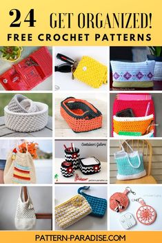 24 free crochet patterns for purses, bags and handbags to sew