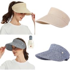 2 Pack!! Visor Hat Sun Hat For Women Packable Sun Visor Hat Beach Visor For Women Straw Hat Uv Protection Upf 50+ New In Package. Includes Hat, Chin Strap & Drawstring Bag! You Get (2) Hats!!! (1) Beige & (1) Blue!!! * Size - Adjustable For Heads 20 7/8"-23 5/8" * Upf 50 + - This Sun Visor For Women Is Made Of Tightly Women Paper Straw, Breathable And Durable. It Has A 4 1/2" Wide Brim, Which Gives Perfect Sun Protections To Your Ears And Face Lightweight Travel Sun Hat Cap, Lightweight Cap-style Sun Hat For Travel, Lightweight Travel Sun Cap, Lightweight Bucket Hat For Travel, Beige Packable Visor Hat, Lightweight Casual Hats With Uv Protection, Lightweight Beige Sun Cap, Casual Beige Packable Hat, Beige Packable Sun Hat For Outdoor