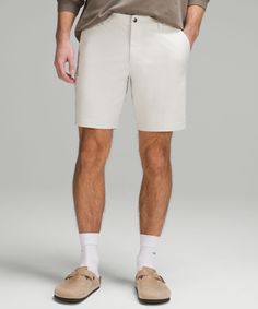 Welcome to the all-day comfort club. Streamlined yet technical, these shorts elevate any look. Designed for Casual. Streamlined fit that gives glutes and thighs breathing room:Our ABC technology uses an ergonomic gusset to remove tension from the crotch of our pants. Front pockets with hidden phone and coin sleeves. Discreet zippered seam pocket. Lululemon Athleisure Bottoms For Summer, Lululemon Relaxed Fit Athletic Shorts For Summer, Fitted Lululemon Bottoms For Summer, Lululemon Cotton Bottoms With Built-in Shorts, Lululemon Summer Shorts With Built-in Liner, Lululemon Summer Shorts, Lululemon Relaxed Fit Shorts For Summer, Sporty Lululemon Bottoms For Spring, Fitted Lululemon Bottoms For Spring