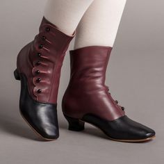 Renoir Women's Victorian Button Boots (Merlot/Black) Cottage Core Dark Academia, Victorian Silhouette, Cottage Core Dark, Victorian Outfits, American Duchess, Historical Shoes, Silly Clothes, Victorian Boots, Button Boots