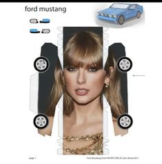 an advertisement for the new ford mustang brochure, featuring a woman's face