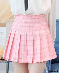 OliviaMark - Womens High-Waisted Pleated A-Line Skirt - Short Uniform Skirt with College-Inspired Design Mini Skirt Fashion, Short Pollera, Womens Pleated Skirt, Pleated Skirt Short, Polyester Skirt, High Waisted Pleated Skirt, Pink Mini Skirt, Plaid Pleated Skirt, Stylish Skirts