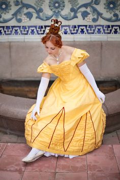 Yellow silk Biedermeier ballgown made after 1828 fashion plate. Will give an outstanding look at the ball or another dancing event, attracting as much attention to its owner, as possible. Bright like a sun, very light and of natural fabrics! The dress is made as one-part thing,the skirt is sewn to the bodice. It closes on back lacing. The bottom is decorated with silk ruffles and dark red velvet ribbons. The gown is designed to be worn wih period undergarnments, which are not included in listing Regency Victorian Dress For Debutante Ball, Regency Style Ball Gown With Fitted Bodice, Regency Style Ball Gown Costume, Regency Style Ball Gown For Costume, Victorian Ball Gown For Debutante Ball, Regency Style Ball Gown With Historical Design, Silk Ball Gown, Dark Red Velvet, Rococo Dress