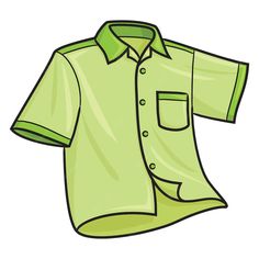 a green shirt with a pocket on the chest and collar is shown in this drawing