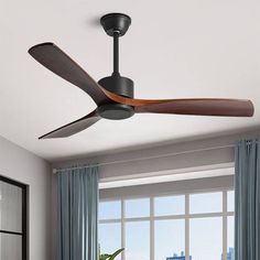 The ceiling fan features a sleek and modern design with a combination of black and red colors, adding a touch of elegance to your living space. 
 Equipped with three blades, this fan is designed to provide efficient and powerful cooling, ensuring a comfortable environment in rooms of various sizes. 
 Built with durability in mind, the fan is made from high-quality materials, ensuring longevity and reliable performance over time. 
 With a 52-inch diameter, this ceiling fan is suitable for a varie Red Ceiling, Wood Ceiling Fans, Metal Fan, Fan Style, Modern Ceiling Fan, Luminous Colours, Mode Design, Wood Brackets, Wood Light