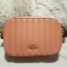 Nwt Style: C1569 Nappa Leather And Smooth Leather Inside Multifunction Pocket Double Zip Closure, Fabric Lining Outside Slip Pocket Detachable Strap With 22" Drop For Shoulder Or Crossbody Wear 9 3/4" (L) X 6 1/4" (H) X 3 1/2" (W) Candy Pink Color With Gold Tone Trim Pink Quilted Leather Bag, Elegant Pink Quilted Shoulder Bag, Elegant Quilted Pink Bag, Coach Quilted Leather Bag, Pink Quilted Evening Bag, Luxury Quilted Coach Bag, Pink Coach Bag With Zipper Closure, Chic Pink Quilted Shoulder Bag, Pink Coach Leather Shoulder Bag