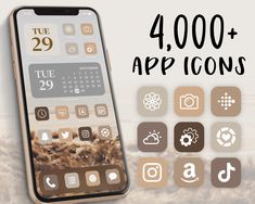 an iphone with the text, 4, 000 + app icons