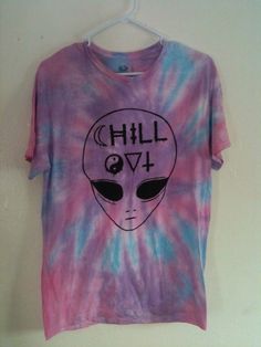 a t - shirt with the words chill ov and an alien head on it