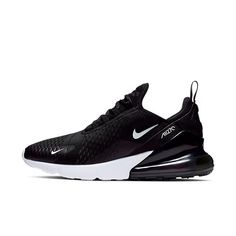 Crafted from a breathable mesh and canvas upper, the Nike Air Max 270 Black White now features 270 degrees of visible Air for extra comfort. Drawing inspiration from the sleek Air Max 180, the Nike Air Max 270 Black White features a slip-in bootie construction to deliver a great fit. The sneaker boasts a Max Air unit with 270 degrees of air encapsulated in the heel. The sneaker utilizes lightweight and soft neoprene across the upper to ensure airflow to the foot. Nike Air Max 270 Black, Air Max 180, Air Max Shoes, Mens Nike Air, Nike Air Max 270, Air Max 270, Air Max 1, Shoes Nike, Nike Dunk