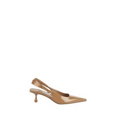 Jimmy Choo "Amel" sleek calf leather pumps  2.00 in / 50 mm kitten heel Pointed toe Stretch slingback buckle strap  Leather outsole Lining: Leather Made in Italy Slingback Pump, Dream Shoes, Kitten Heel, Leather Pumps, Jimmy Choo, Calf Leather, Leather Straps, Kitten Heels, Tops Designs