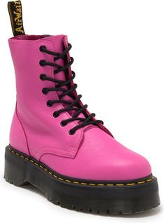 Dr. Martens Jadon Platform Boot (Women) | Nordstrom Pink High-top Leather Lace-up Boots, Pink Leather Platform Boots For Winter, Pink Leather Platform Boots For Fall, Pink Leather Boots With Lug Sole, Jadon Platform Boots, Dr Martens Jadon, Platform Boots Women, Unisex Shoes, Women Men Shoes