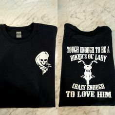 Cool Design! On Unisex Gildan Short Sleeve Shirt Can Make Up To A Size Xl Ol Lady Biker Shirts, Harley Apparel, Biker Chick Style, Razorback Shirt, Couples Shirts, Cute Outfits With Leggings, Biker Babe, Babe Shirt, Biker Love