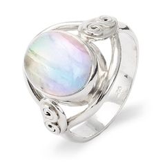 Sterling Silver Oval Rainbow Moonstone Ring Silver Oval Ring, Oval Stone Ring, Moonstone Rings, Rainbow Moonstone Jewelry, Simple Silver Jewelry, Moonstone Ring Sterling Silver, Palm Reading, Moissanite Diamond Rings, Diamond Jewelry Designs